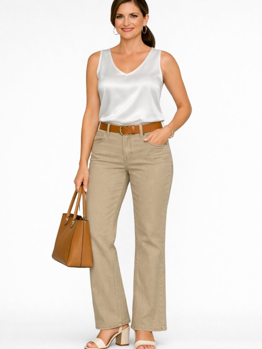 Faded Glory Tan Mid rise Bootcut Jeans/Pants Size 8